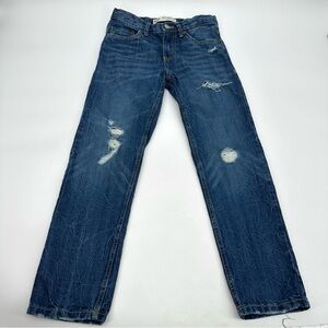 Levi’s 502 Regular Taper Jeans Boys Kids 10 Distressed Blue Cotton Denim Ripped